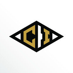 Initial Letter CI Geometric Abstract Diamond Shape Logo Design