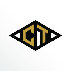 Initial Letter CT Geometric Abstract Diamond Shape Logo Design