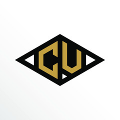 Initial Letter CV Geometric Abstract Diamond Shape Logo Design