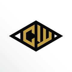 Initial Letter CW Geometric Abstract Diamond Shape Logo Design