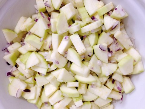 Close-up Overhead View Of Cut Vegetables