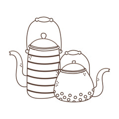 coffee time, porcelain kettles maker fresh aroma beverage linear design