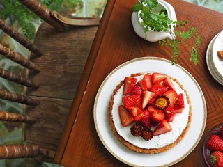 dessert served on the wooden table