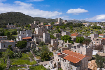 Fototapeta premium Aerial view of Lagia village on Mani semi-island, Peloponnese, Greece