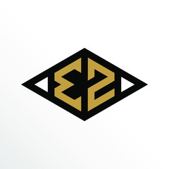 Initial Letter EZ Geometric Abstract Diamond Shape Logo Design