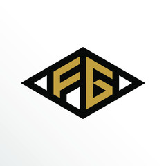 Initial Letter FG Geometric Abstract Diamond Shape Logo Design