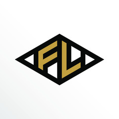 Initial Letter FL Geometric Abstract Diamond Shape Logo Design