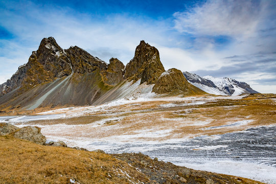  Eystrahorn mountain peaks in afternoon light of Iceland
