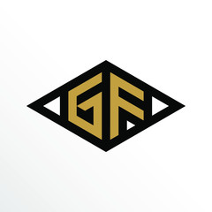 Initial Letter GF Geometric Abstract Diamond Shape Logo Design