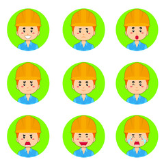 Construction Workers Avatar With Various Expression