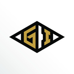 Initial Letter GI Geometric Abstract Diamond Shape Logo Design