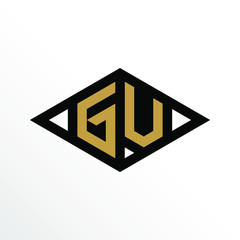 Initial Letter GV Geometric Abstract Diamond Shape Logo Design