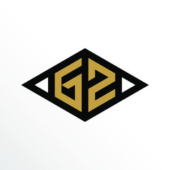Initial Letter GZ Geometric Abstract Diamond Shape Logo Design