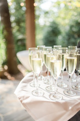 champagne glasses being served