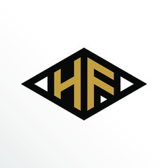 Initial Letter HF Geometric Abstract Diamond Shape Logo Design