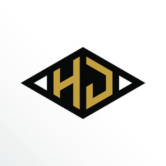 Initial Letter HJ Geometric Abstract Diamond Shape Logo Design