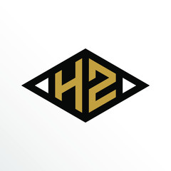 Initial Letter HZ Geometric Abstract Diamond Shape Logo Design