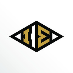 Initial Letter IE Geometric Abstract Diamond Shape Logo Design