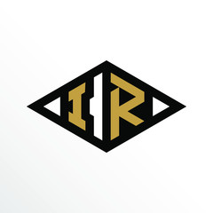 Initial Letter IR Geometric Abstract Diamond Shape Logo Design