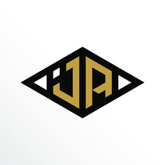 Initial Letter JA Geometric Abstract Diamond Shape Logo Design