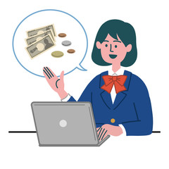 制服　ブレザー　女子　パソコン　お金