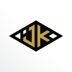 Initial Letter JK Geometric Abstract Diamond Shape Logo Design