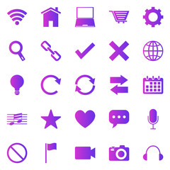 Web gradient icons on white background