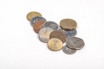 coins on white background