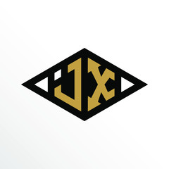 Initial Letter JX Geometric Abstract Diamond Shape Logo Design