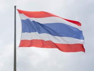 Fototapeta na wymiar Thai flag Beautiful in the wind.