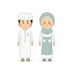 Couple Character Wearing Muslim Dress