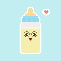 kawaii baby bottle cartoon illustration