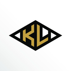 Initial Letter KL Geometric Abstract Diamond Shape Logo Design