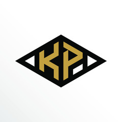 Initial Letter KP Geometric Abstract Diamond Shape Logo Design