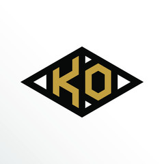 Initial Letter KO Geometric Abstract Diamond Shape Logo Design