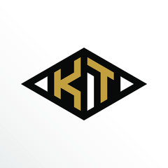 Initial Letter KT Geometric Abstract Diamond Shape Logo Design