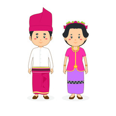Couple Character Wearing West Nusa Tenggara Traditional Dress