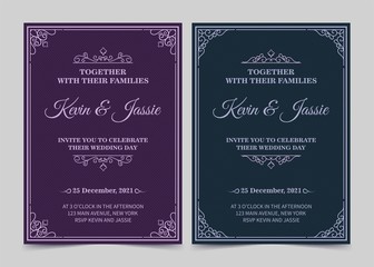 Elegant invitation card vector design vintage style	
