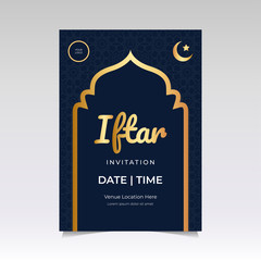 Beautiful Ramadan Iftar Flyer Design With Golden Color Ornament