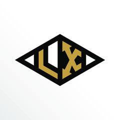 Initial Letter LX Geometric Abstract Diamond Shape Logo Design