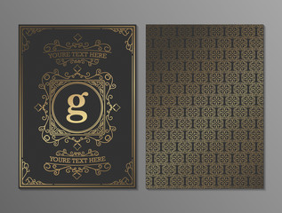 Luxury vintage ornament greeting card vector template. Retro wedding invitation, advertising or other design and place for text. Flourishes ornamental frame and pattern background.