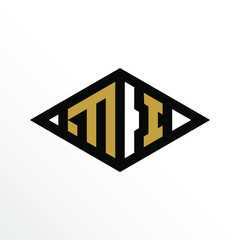 Initial Letter MI Geometric Abstract Diamond Shape Logo Design