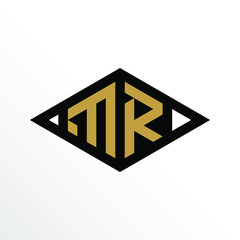 Initial Letter MR Geometric Abstract Diamond Shape Logo Design