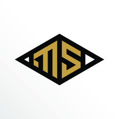 Initial Letter MS Geometric Abstract Diamond Shape Logo Design