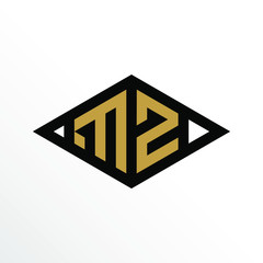 Initial Letter MZ Geometric Abstract Diamond Shape Logo Design