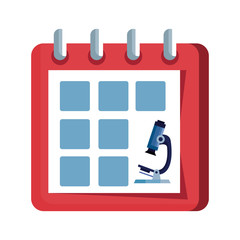 calendar reminder with microscope isolated icon vector illustration design