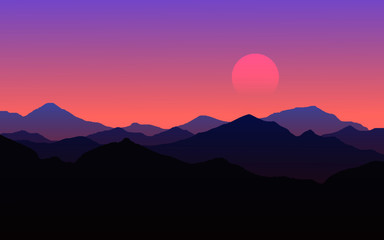 sunset in mountains