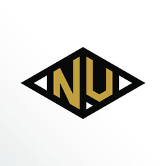 Initial Letter NV Geometric Abstract Diamond Shape Logo Design