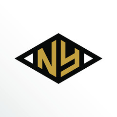 Initial Letter NY Geometric Abstract Diamond Shape Logo Design