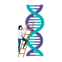 doctor female with dna structure isolated icon vector illustration design